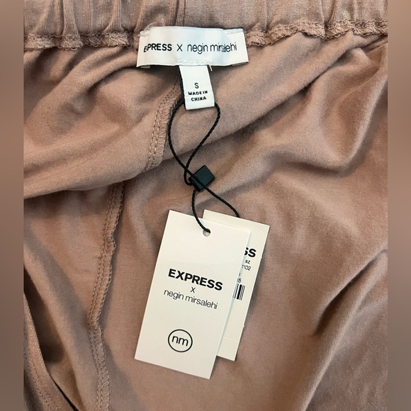 NEW Express x Negin Mirsalehi Blush Pink Sparkle Tie Front Wrap Top - Picture 6 of 6